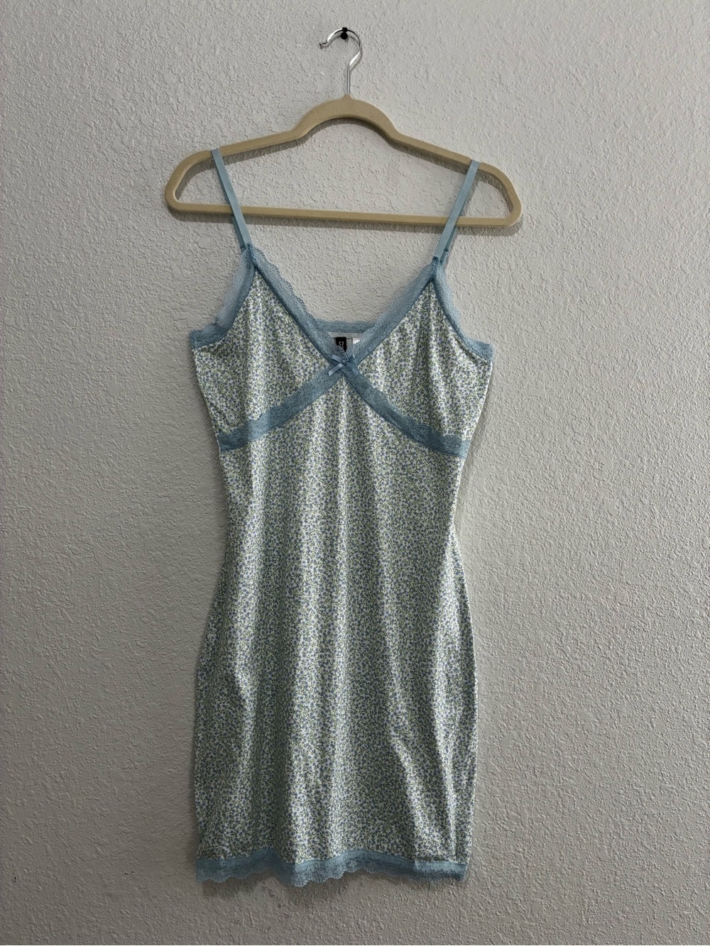 H&M Pale Blue Floral Lace-Trim Slip